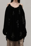 MUTEDANCE 24 Spring/Summer Velvet Embroidered Top MD-MD24SS43-HEI Black